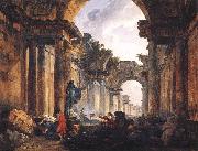 ROBERT, Hubert Imaginary View of the Grande Galerie in the Louvre in Ruins AG oil painting on canvas